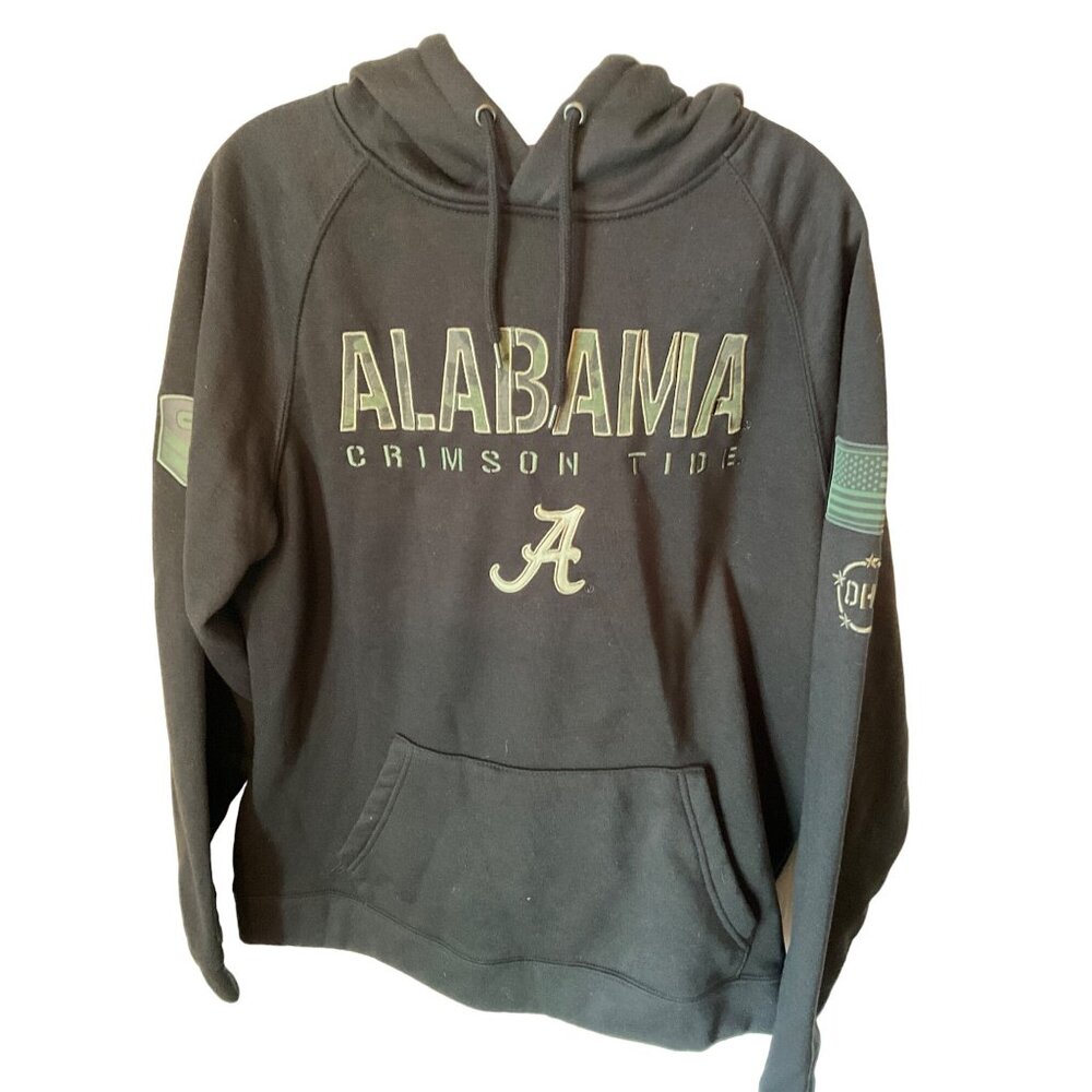 Alabama Crimson Tide Colosseum Mens Hoodie L Black Camouflage Flag